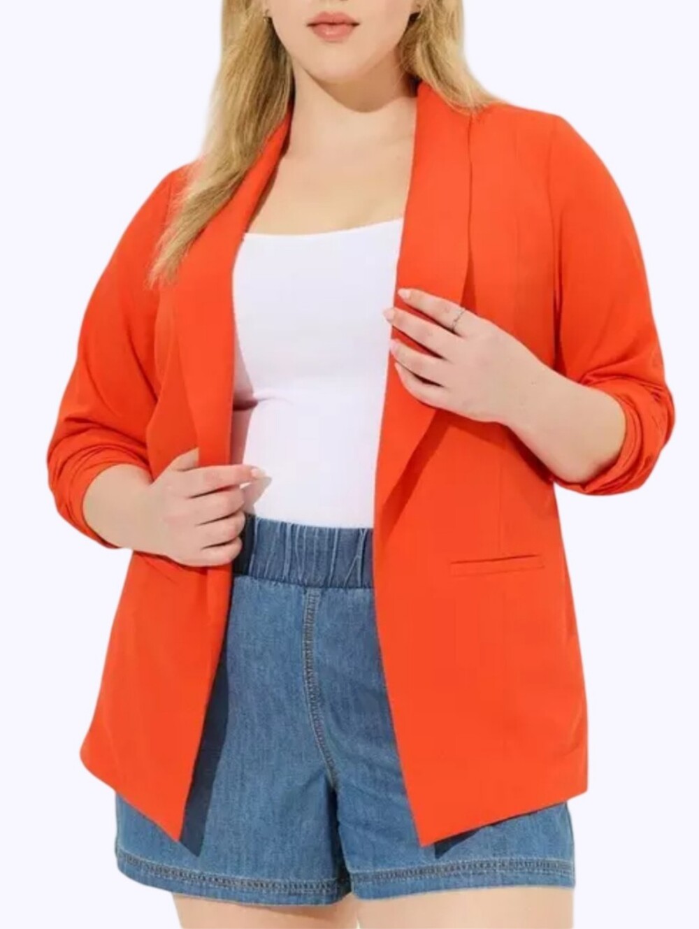 Torrid Women Orange Single Button Notch Lapel Stretch Ponte Blazer Jacket Career